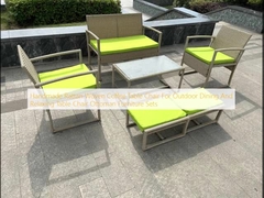 Cadeira de mesa de café de tecido de Rattan feita à mão para jantar e relaxamento ao ar livre Cadeira de mesa conjuntos de móveis otomanos