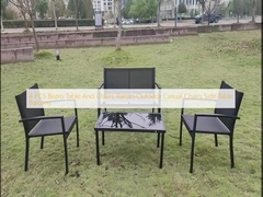 4 PCS Bistro Mesa e cadeiras Rattan Outdoor Casual Cadeiras Mesa lateral Balcão