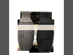 Design de Vaso Dobradora de Área Livre Mesa de Jantar e Cadeiras PE Rattan Melhor Design Colorido Set de Mobiliário Interior