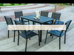 Restaurante de Patio Negro Moderno Extensivel de 7 Peças 9 Peças Setes de Jantar de Jardim Exterior Porche Mesa de Alumínio e 8 lugares
