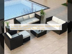 Outdoor 4pcs Set de Mobiliário de Jardim Patio Sofá de Jardim Rattan Sofá de Esquina Tecido Com Mesa E Cadeira