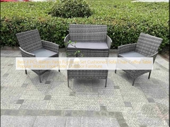 Melhores 4 PCS Rattan Patio Mobiliário Conjunto Poltronas Sofá Cadeira Mesa de Café Popular Wicker Look Hotel Mobiliário de Exterior