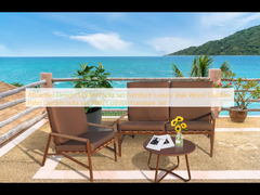 Conjunto de sofás modernos de design atraente Mobiliário de luxo de madeira de teca Patio externo Sofá de jardim com almofada Mobiliário