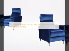 Vintage Blue Velvet Pull Out Cama Sofas Recliner Sofá Individual Sala de estar Escritório